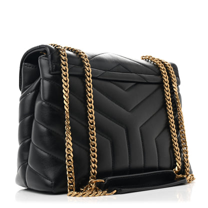 Saint Laurent Calfskin Y Quilted Monogram Small Loulou Chain Satchel Black 3 of 12