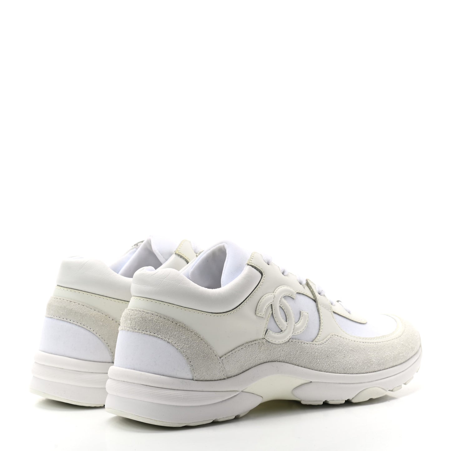 Suede Calfskin Fabric CC Sneakers 39.5 White