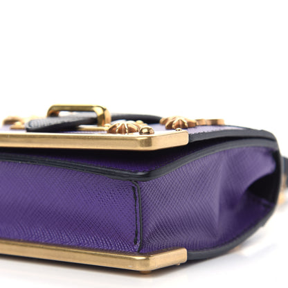 Prada Saffiano Astrology Mini Cahier Bag Viola Black 8 of 8