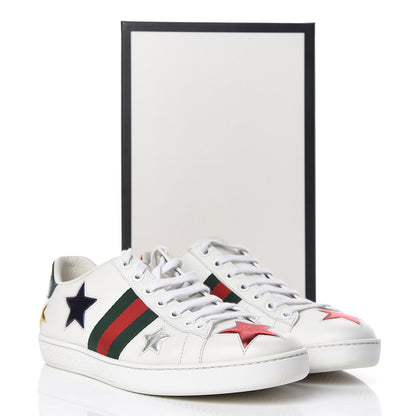 Gucci Calfskin Ayers Web Star Embroidered Womens Ace Sneakers 38 White Multi 14 of 14