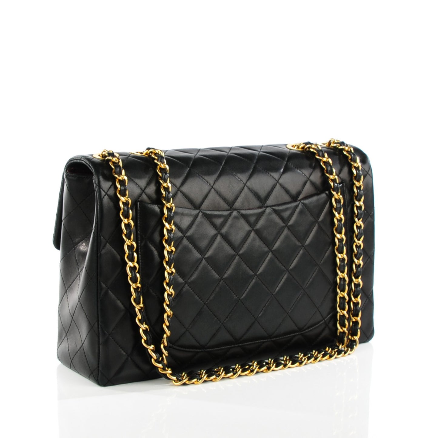 Lambskin Quilted XL Jumbo Single Flap Black