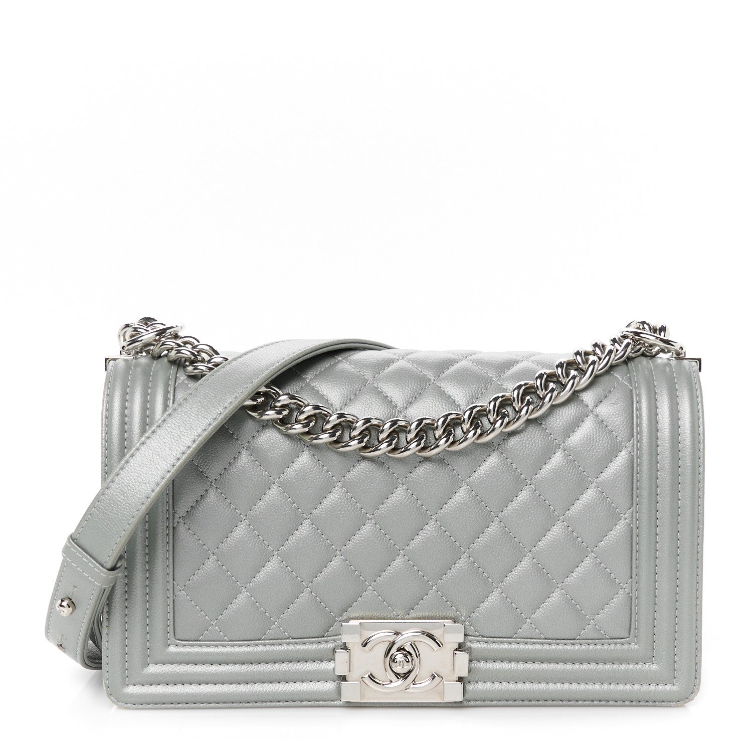Chanel Metallic Caviar Quilted Medium Boy Flap Silver 1 of 11