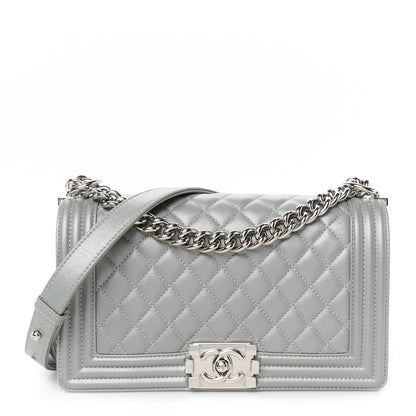 Chanel Metallic Caviar Quilted Medium Boy Flap Silver 1 of 11
