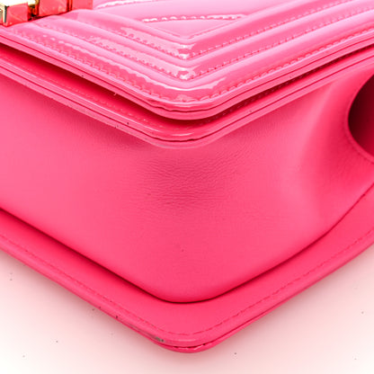 Chanel Patent Calfskin Chevron Quilted Small Boy Flap Neon Pink 9 of 10