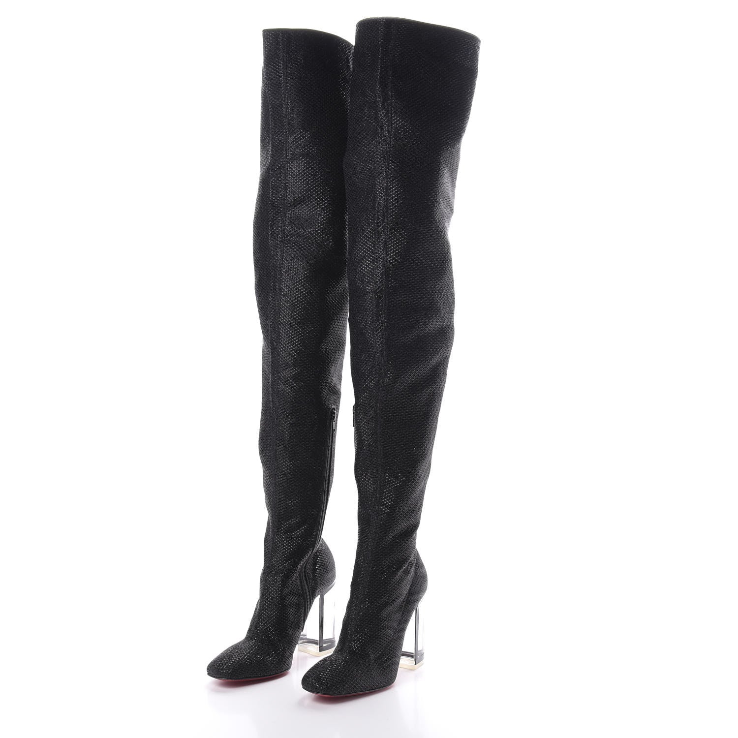 Christian Louboutin Glitter Diams New Gloria 100 Thigh High Boots 37 Black 3 of 6