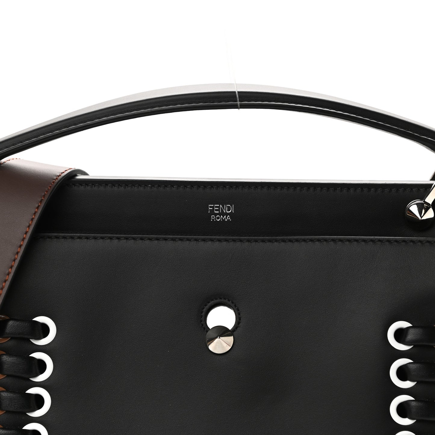 Vitello Baltico Shiny Nappa Lace Up DotCom Satchel Black Moresco Multicolor