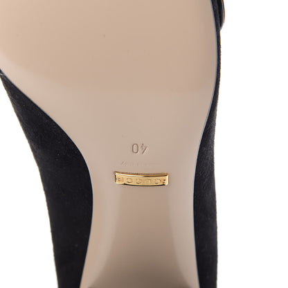 Gucci Kid Scamosciato GG Marmont Fringe 50mm Loafer Pumps 40 Black 7 of 9