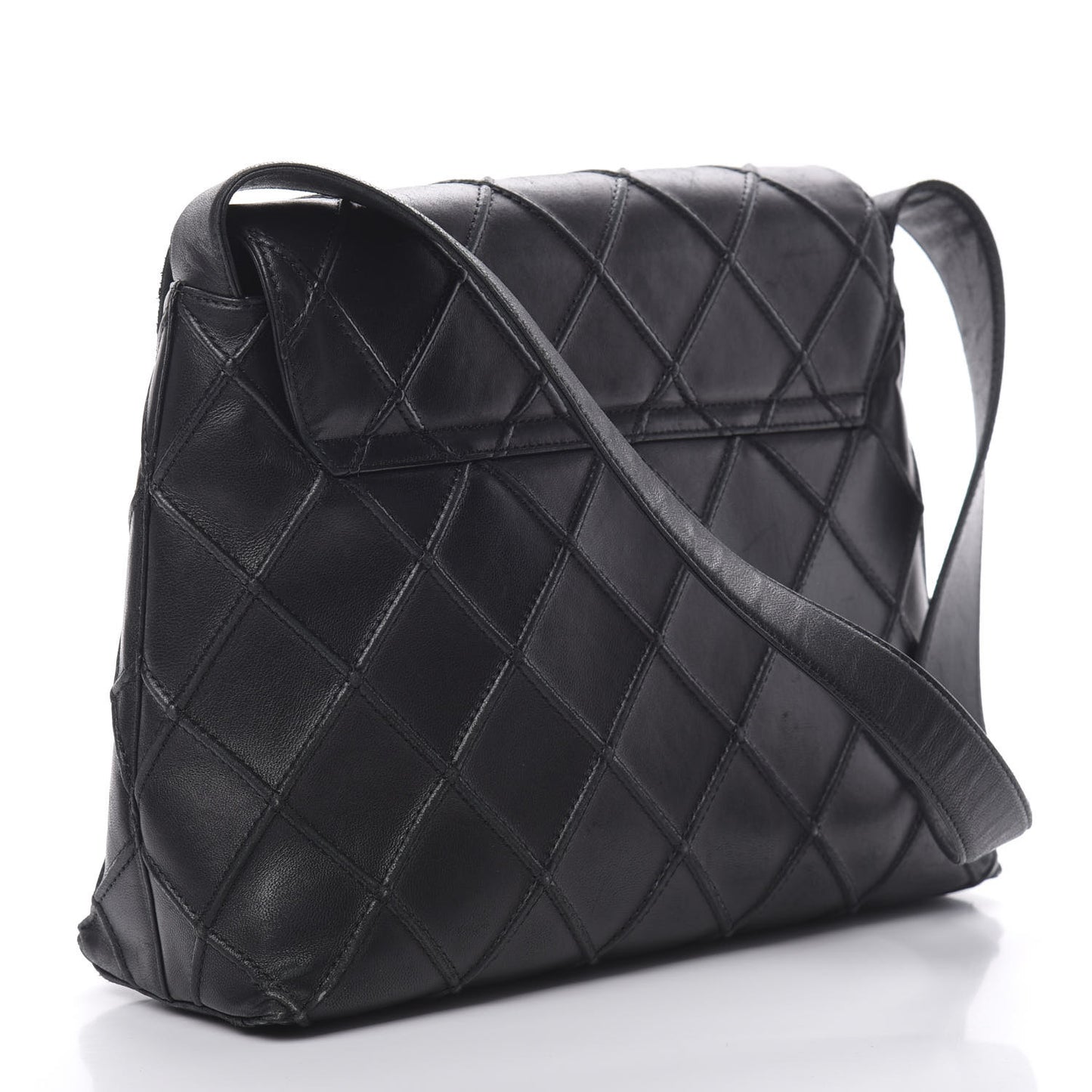 Lambskin Diamond Stitched Shoulder Bag Black