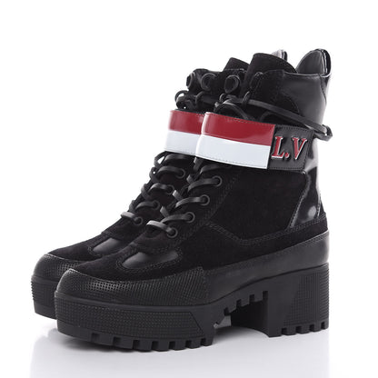 Louis Vuitton Suede Calfskin Laureate Platform Desert Boots 35 Black 3 of 8