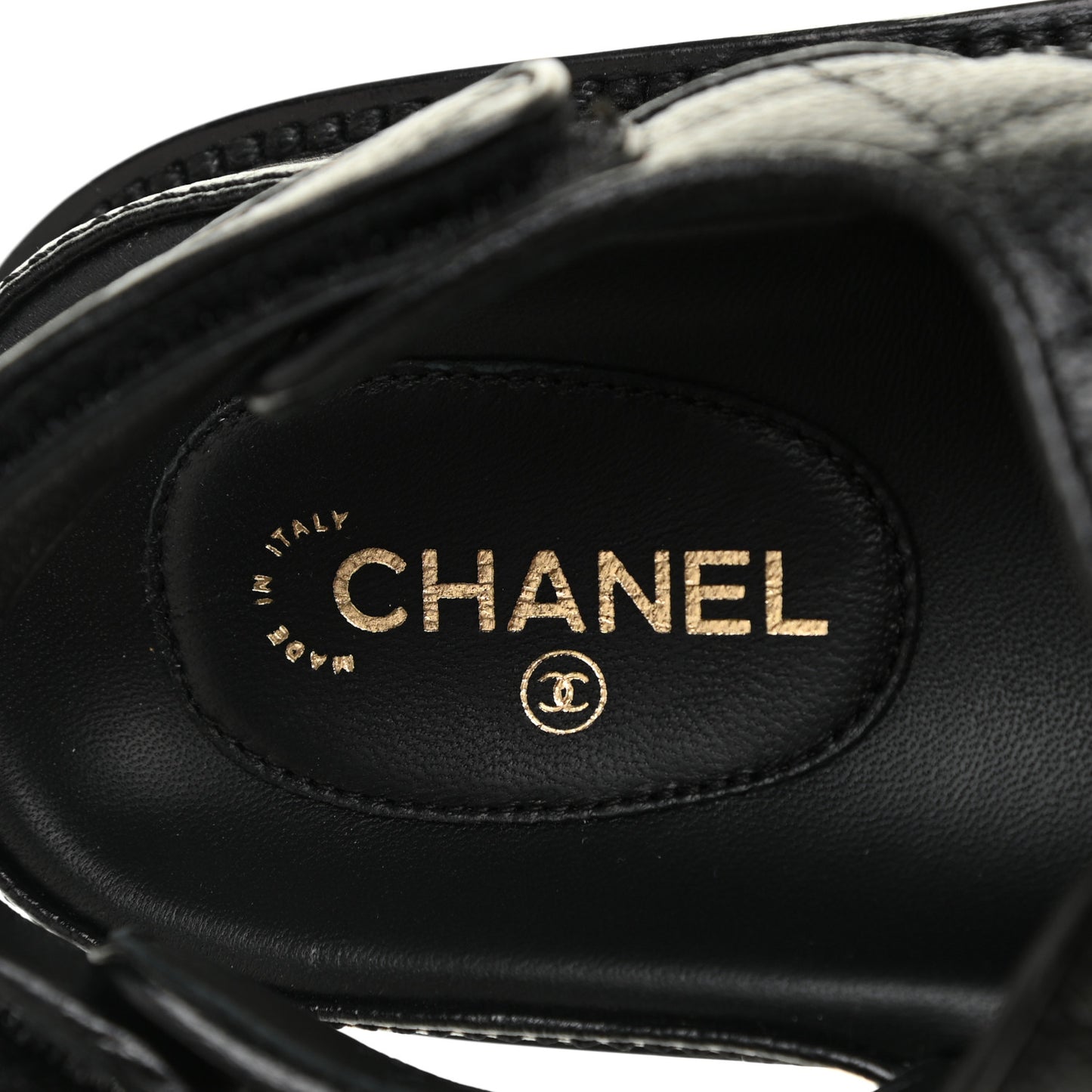Grained Calfskin Velcro Dad Sandals 37.5 Black