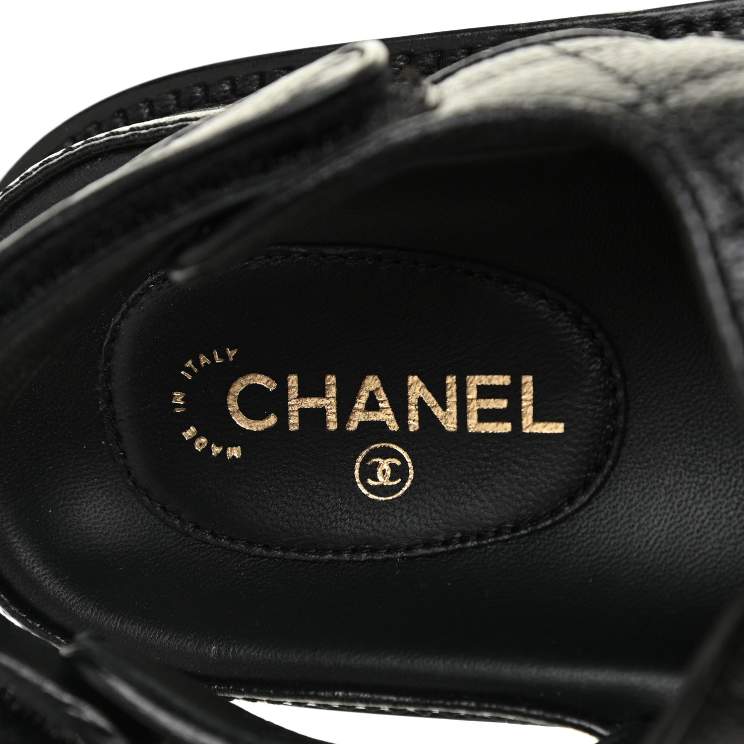 Chanel Grained Calfskin Velcro Dad Sandals 37.5 Black 7 of 8