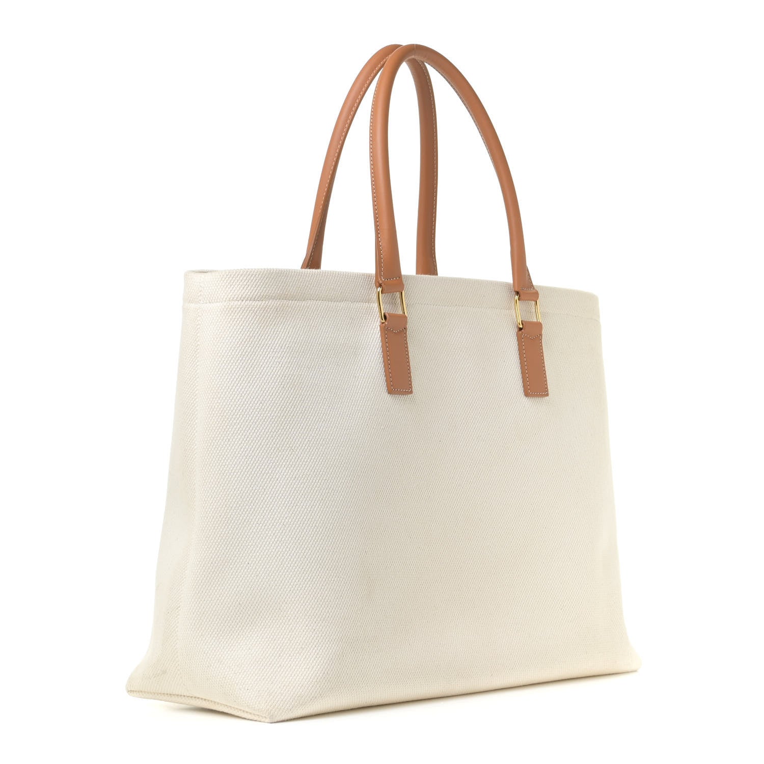 Celine Canvas Calfskin Horizontal Cabas Natural Tan 2 of 12