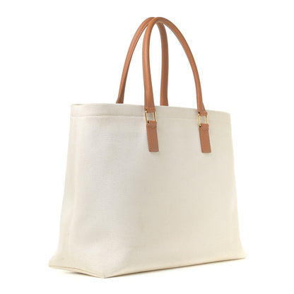 Celine Canvas Calfskin Horizontal Cabas Natural Tan 2 of 12