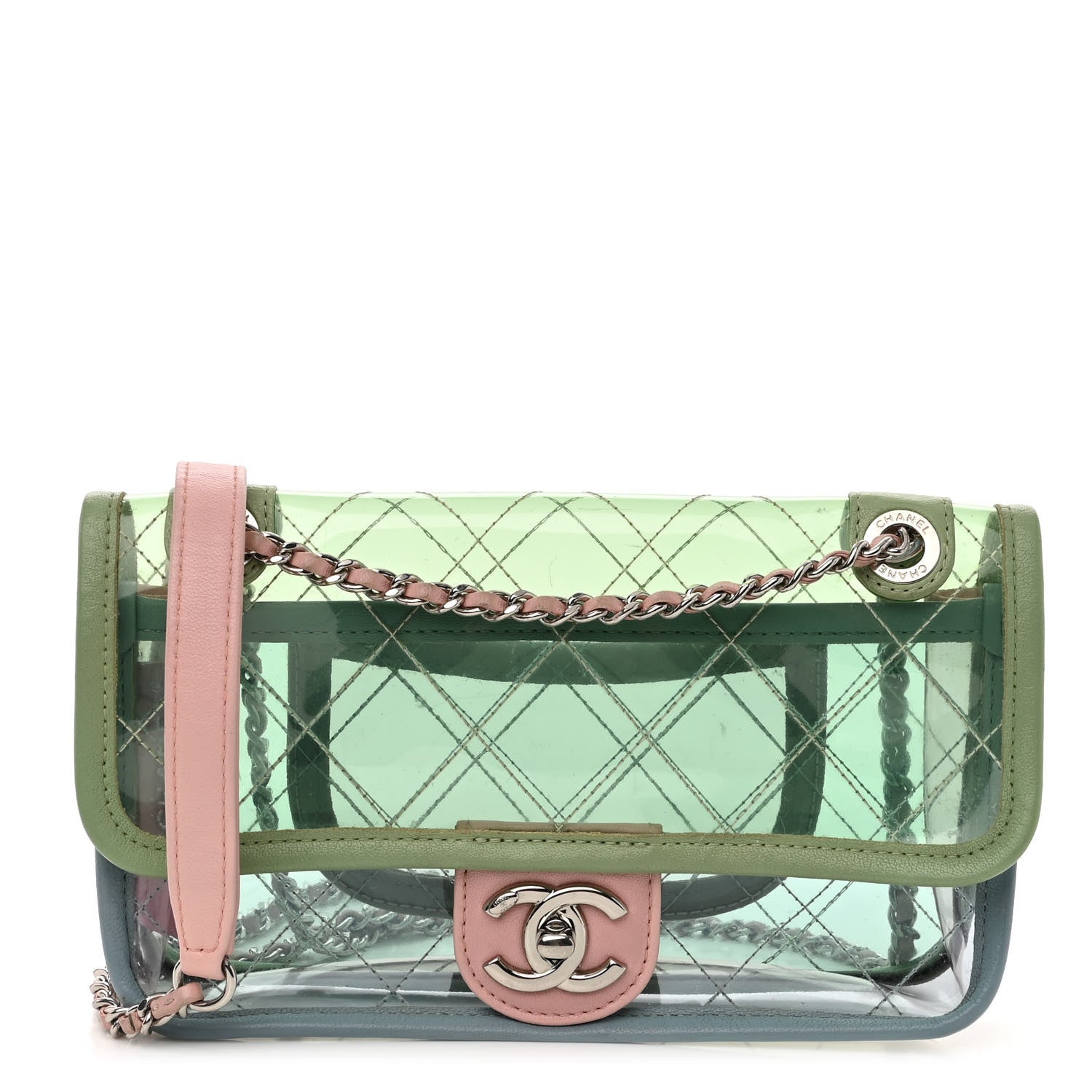 Chanel Lambskin PVC Quilted Mini Coco Splash Flap Blue Green 1 of 9