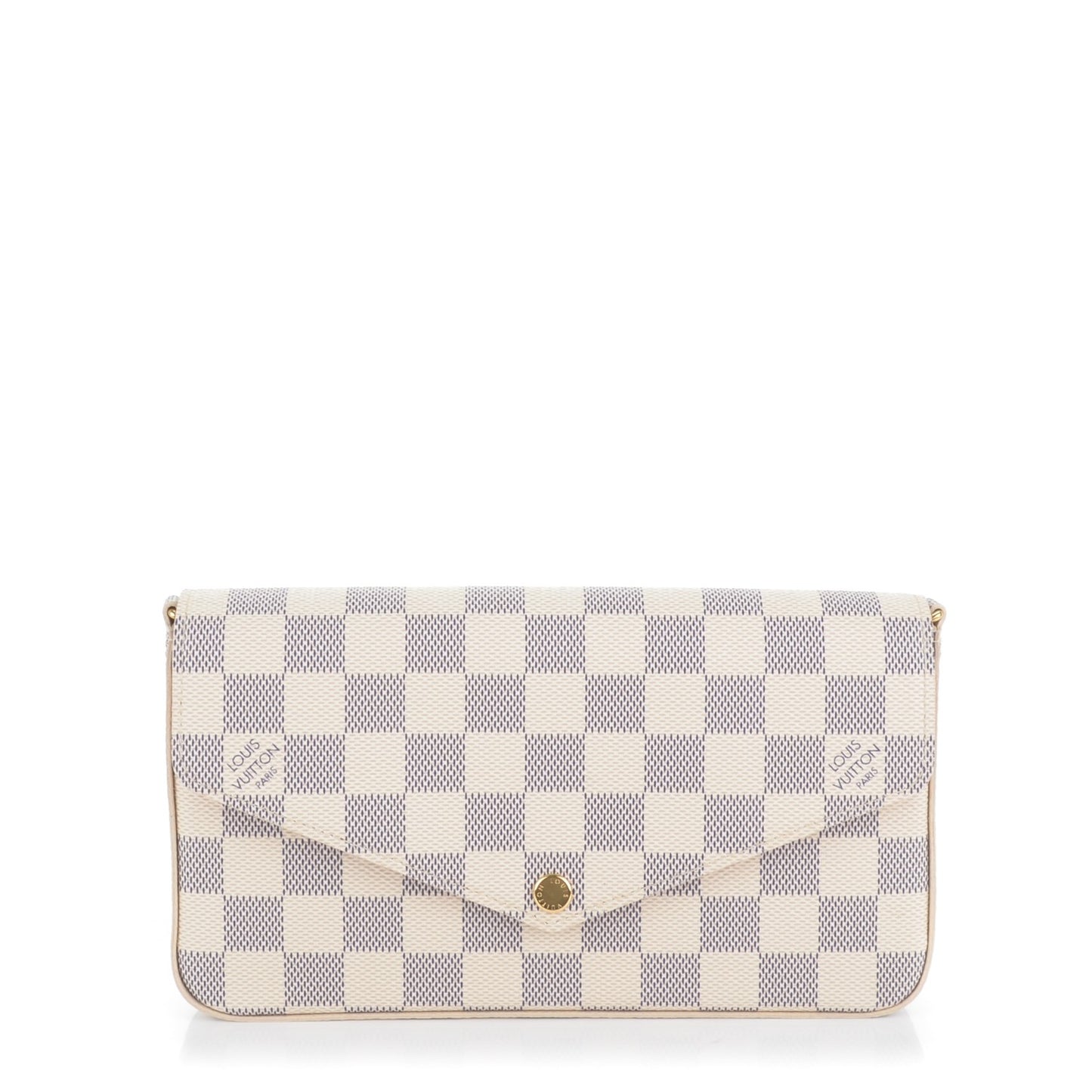Damier Azur Pochette Felicie Chain Wallet Rose Ballerine