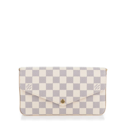 Louis Vuitton Damier Azur Pochette Felicie Chain Wallet Rose Ballerine 1 of 7