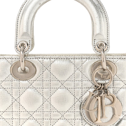 Christian Dior Metallic Grained Calfskin Cannage Small Lady Dior Silver 8 of 17