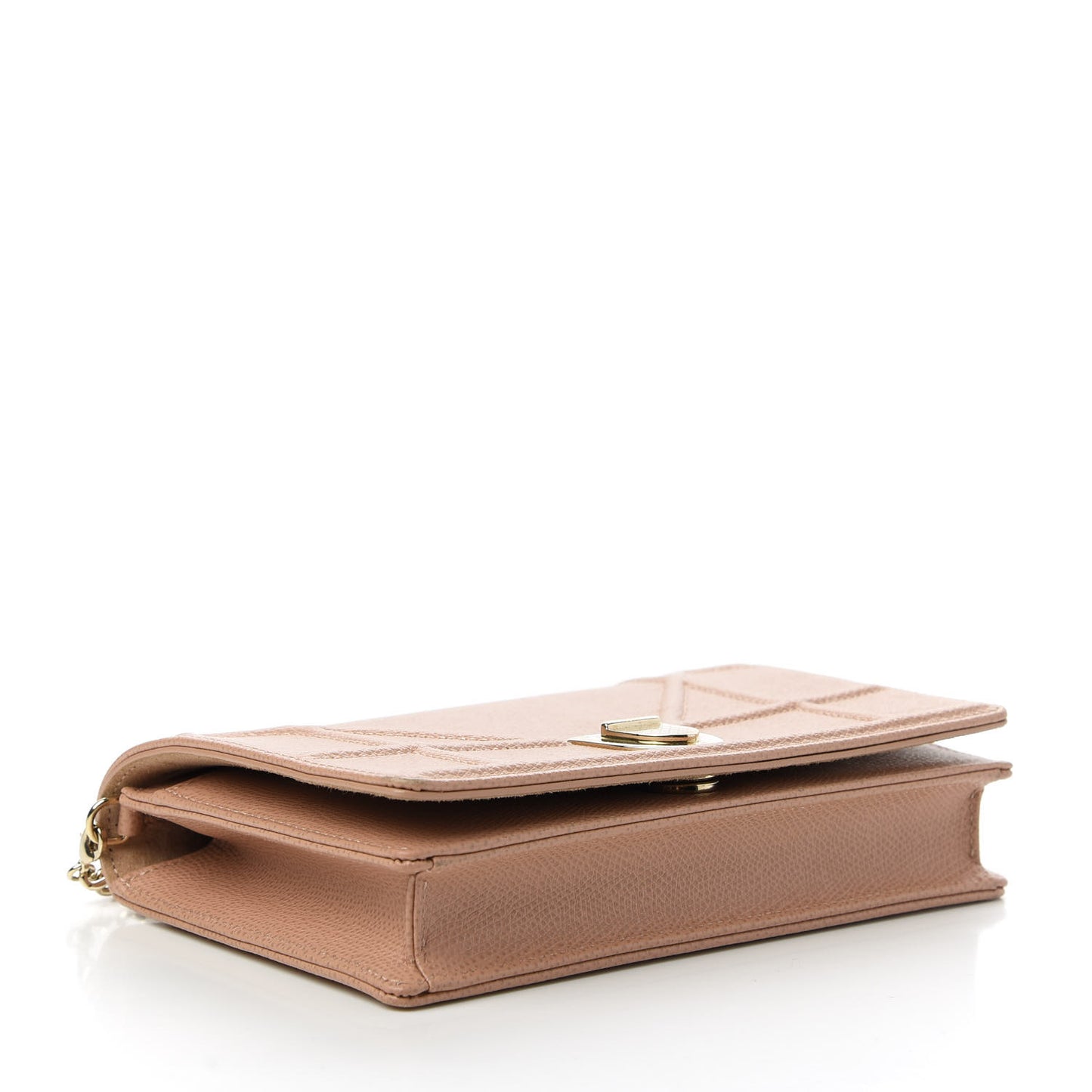 Grained Calfskin Diorama Wallet on Chain Pouch Nude