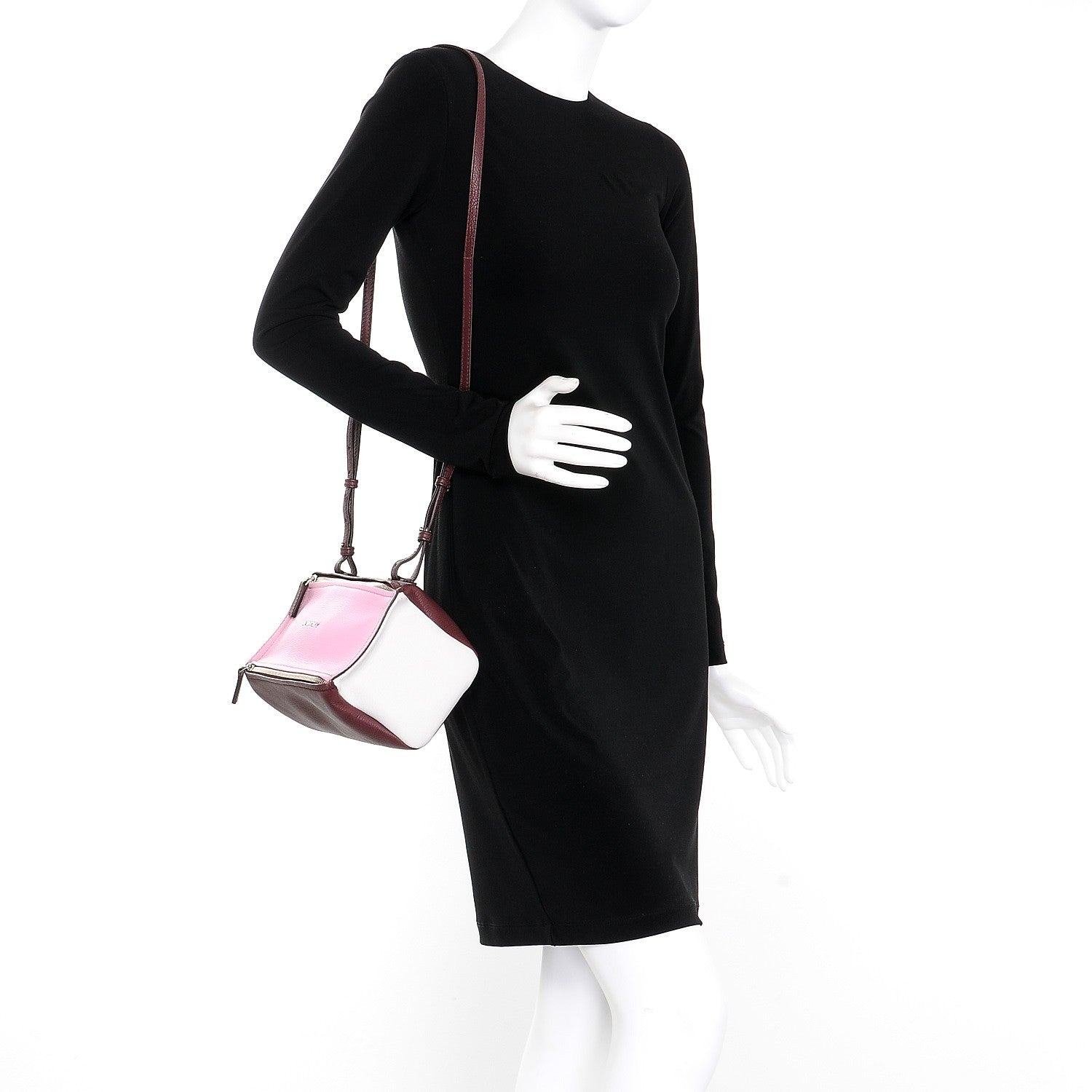 Givenchy Sugar Goatskin Tri-Color Mini Pandora Burgundy Pink White 2 of 7