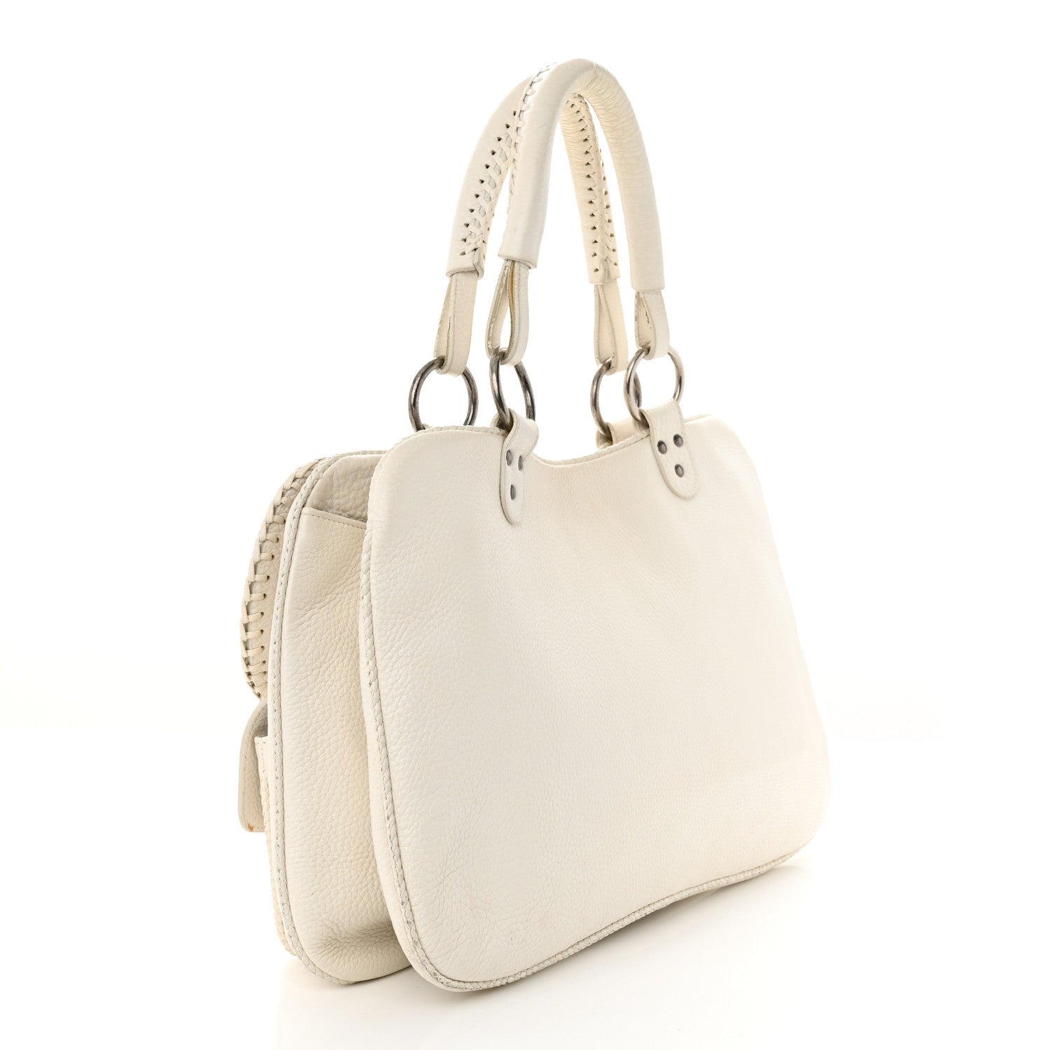 Christian Dior Calfskin Braided Gaucho Double Saddle Bag White 3 of 18