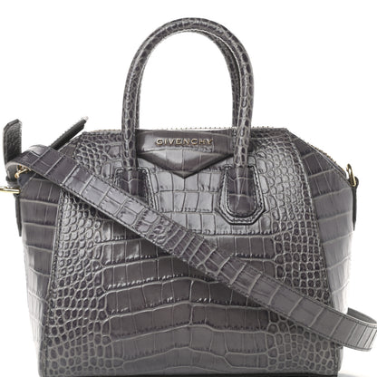Givenchy Calfskin Crocodile Embossed Mini Antigona Storm Grey 8 of 11