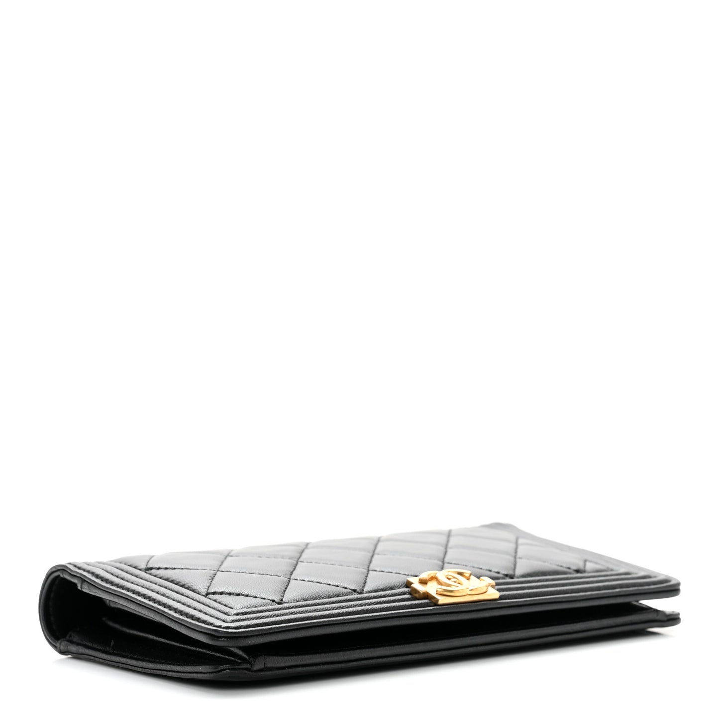 Lambskin Quilted Boy Yen Wallet Black