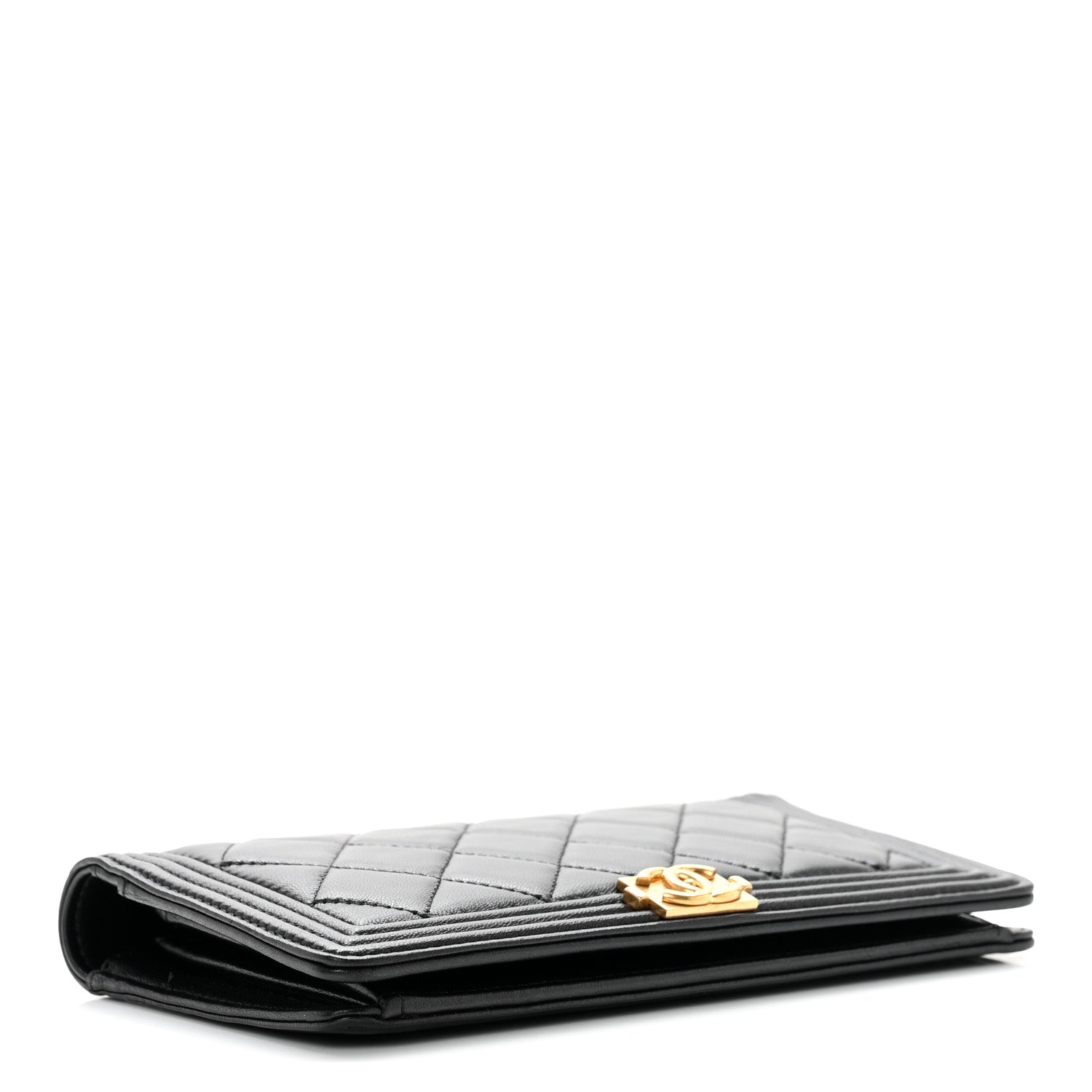 Chanel Lambskin Quilted Boy Yen Wallet Black 4 of 9