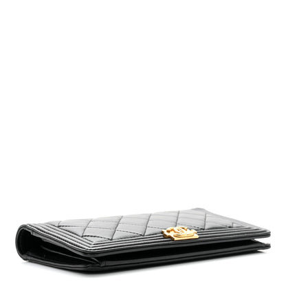 Chanel Lambskin Quilted Boy Yen Wallet Black 4 of 9