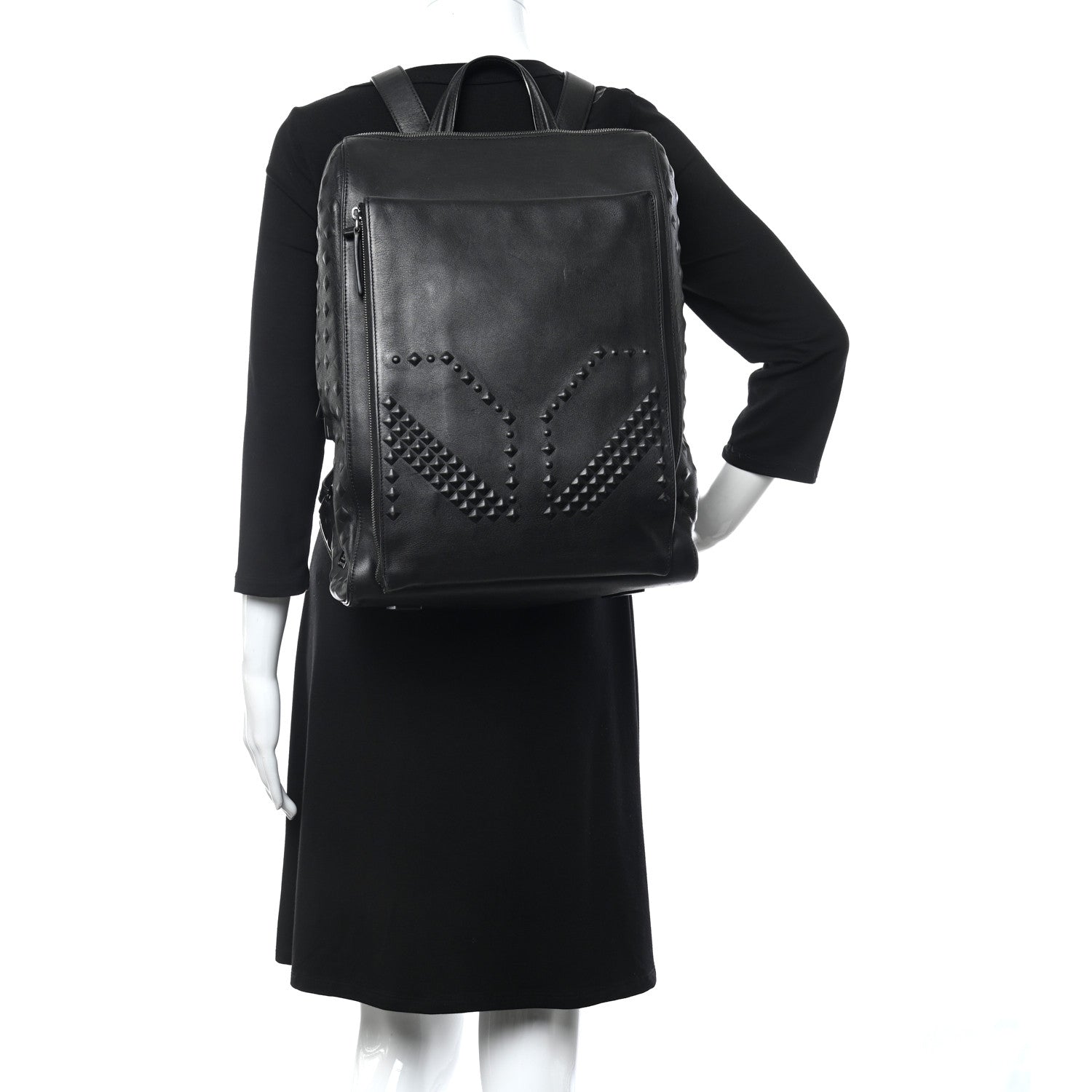 MCM Calfskin Embossed Medium M Moment Backpack Black 2 of 16