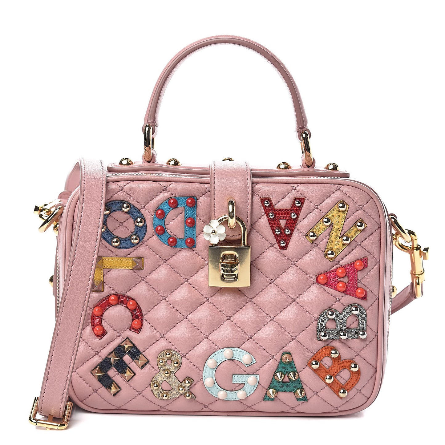 Lambskin Watersnake Embellished Lucia Shoulder Bag Rosa