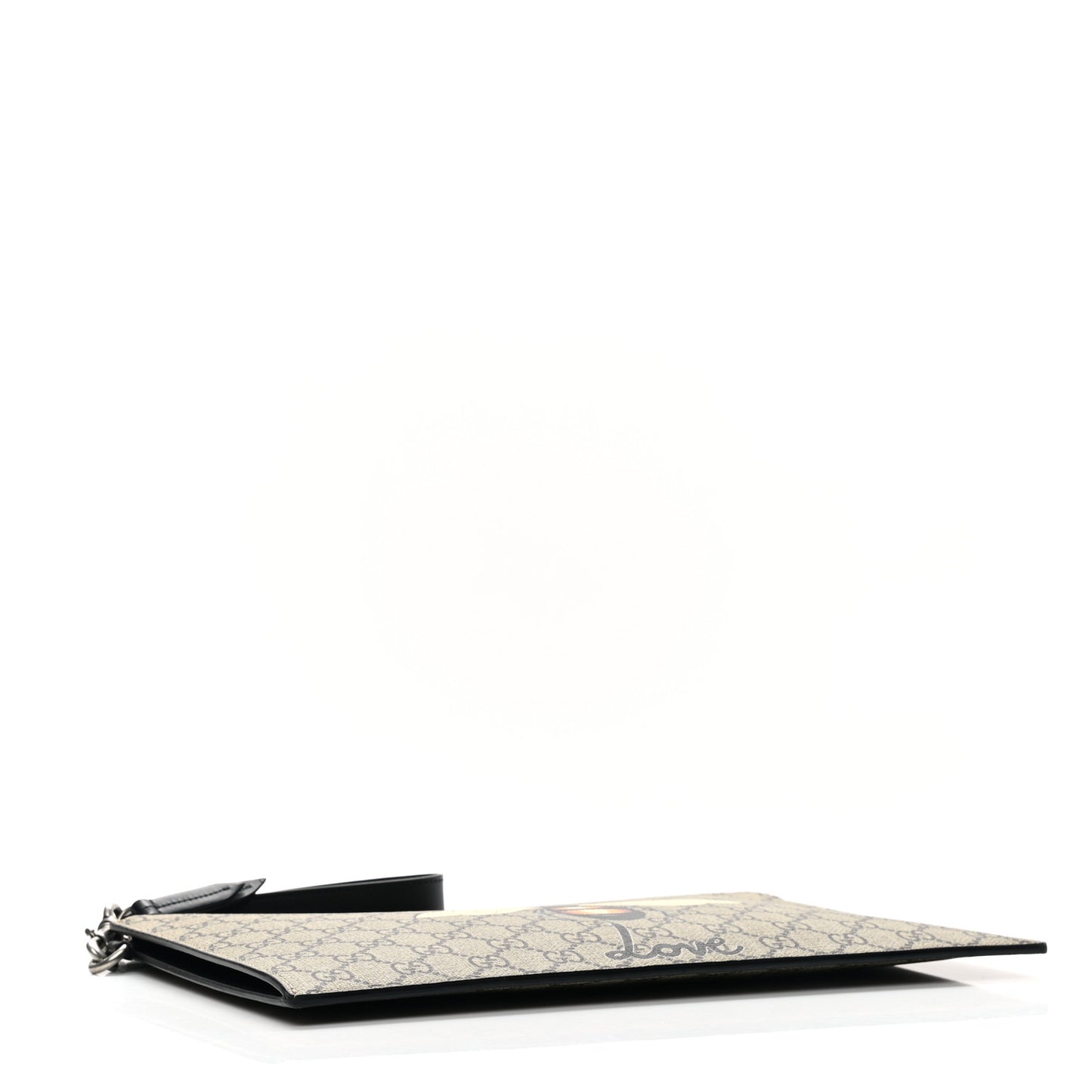 GG Supreme Monogram Blind For Love Wristlet Pouch Black