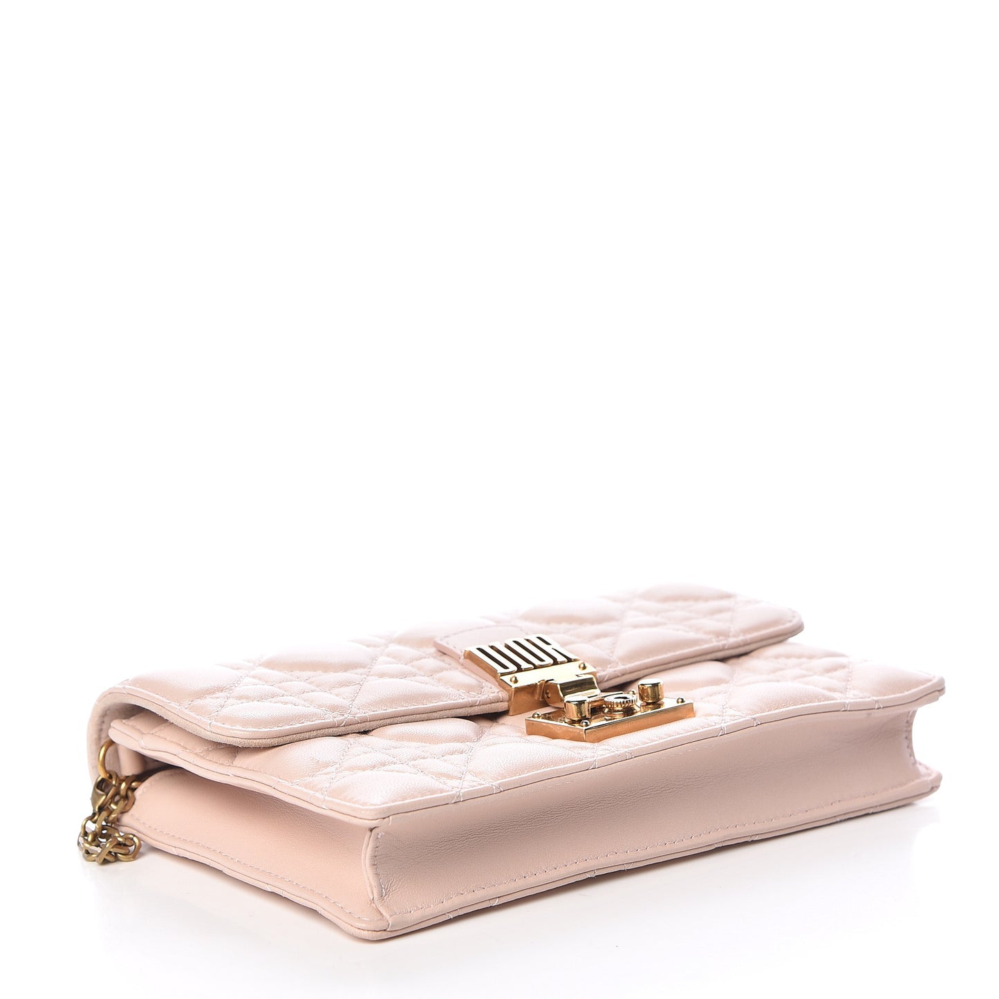 Lambskin Cannage Dioraddict Wallet on Chain Clutch Rose Poudre