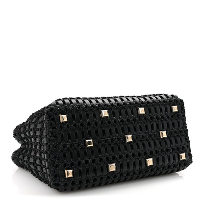 Salvatore Ferragamo Raffia Calfskin The Studio Box Tote Black 5 of 10