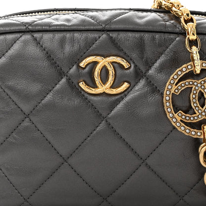 Chanel Metallic Calfskin Pearl Quilted CC Mini Camera Case Ruthenium 8 of 11