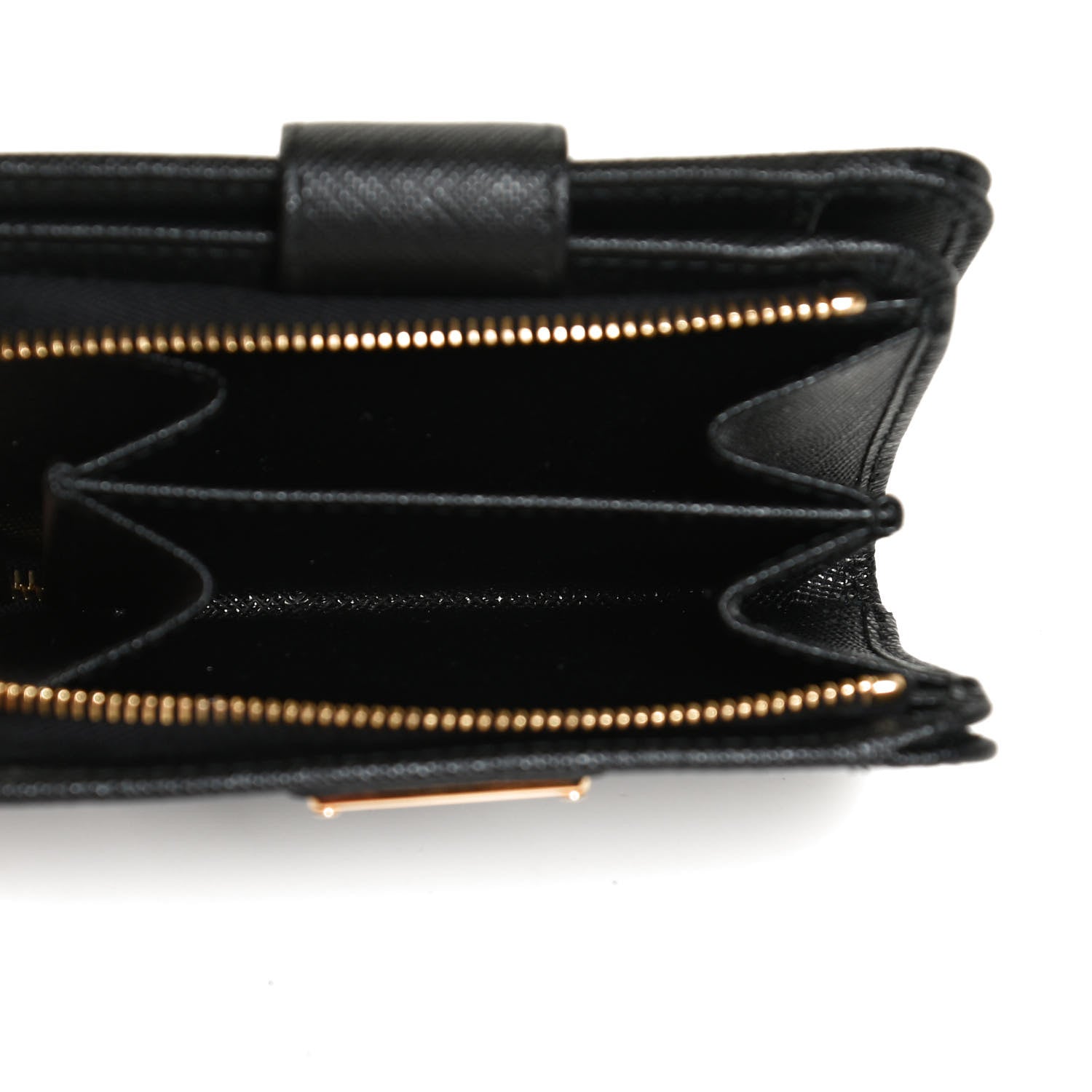 Prada Saffiano Metal Compact Wallet Black 5 of 10