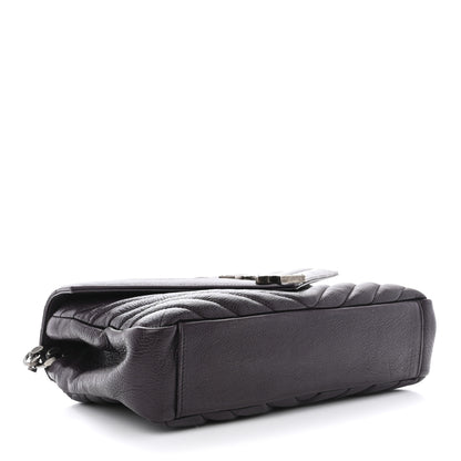 Saint Laurent Sheepskin Matelasse Chevron Monogram Medium College Bag Amaranto 4 of 12