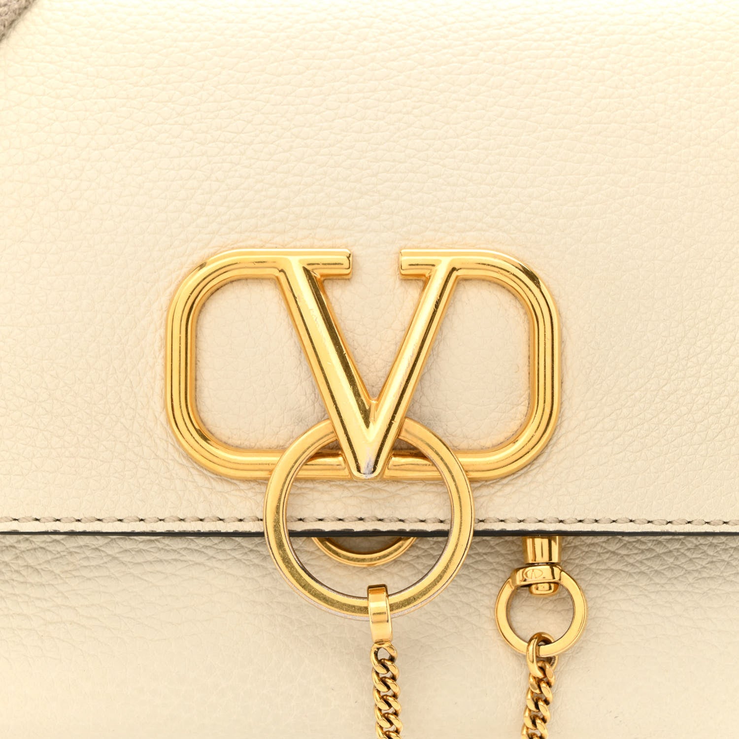 Valentino Garavani Pebbled Calfskin Small VRing Shoulder Bag Light Ivory 7 of 12