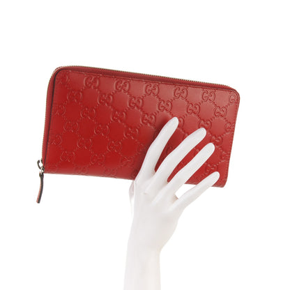 Gucci Guccissima Signature Zip Around Organizer Wallet Hibiscus Red 2 of 7