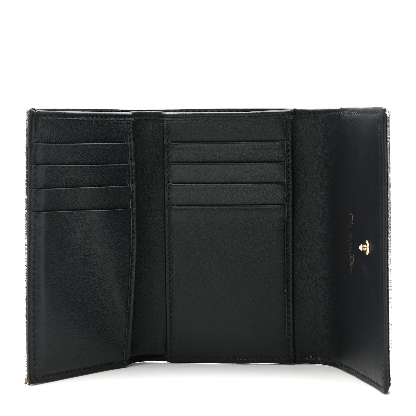 Metallic Patent Micro-Cannage Diorama Elancee Wallet Onyx Silver