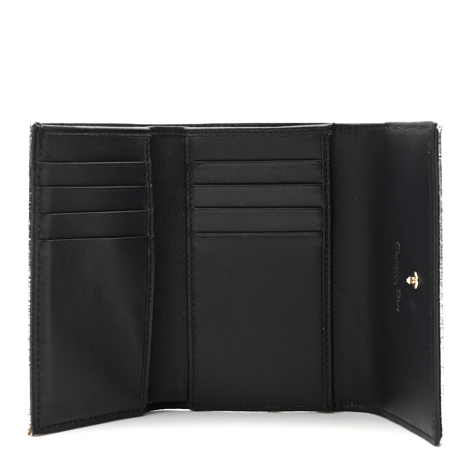 Christian Dior Metallic Patent Micro-Cannage Diorama Elancee Wallet Onyx Silver 5 of 8