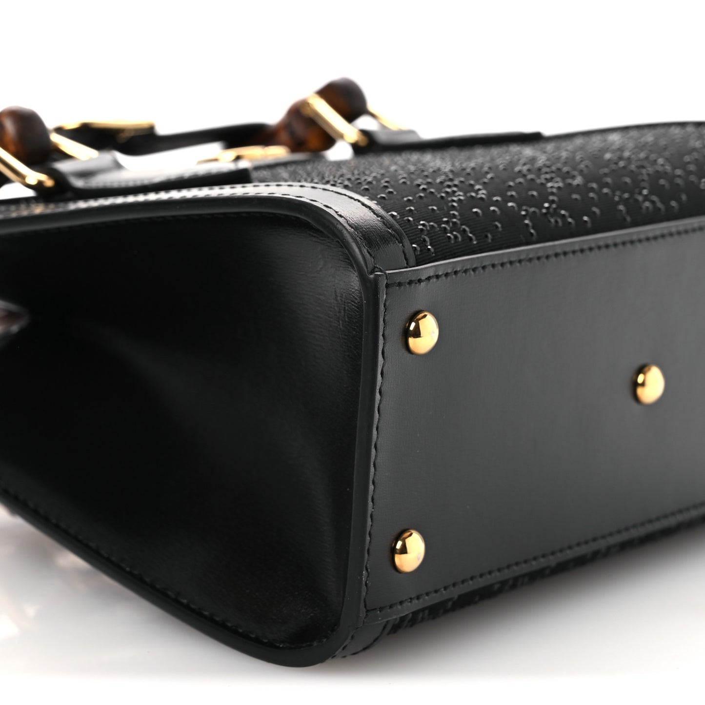 New Canvas Charisma Calfskin Crystal GG Monogram Mini Diana Tote Black