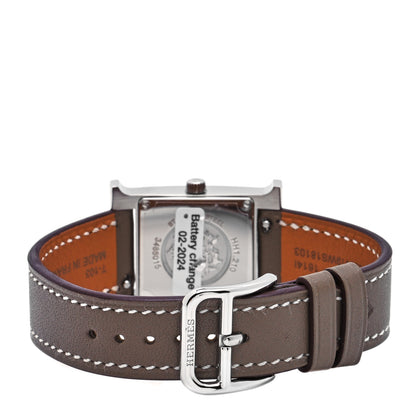Hermes Stainless Steel Swift 21mm Heure H Hour Quartz Watch Etoupe 3 of 5