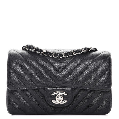 Chanel Caviar Chevron Quilted Mini Rectangular Flap Black 1 of 7