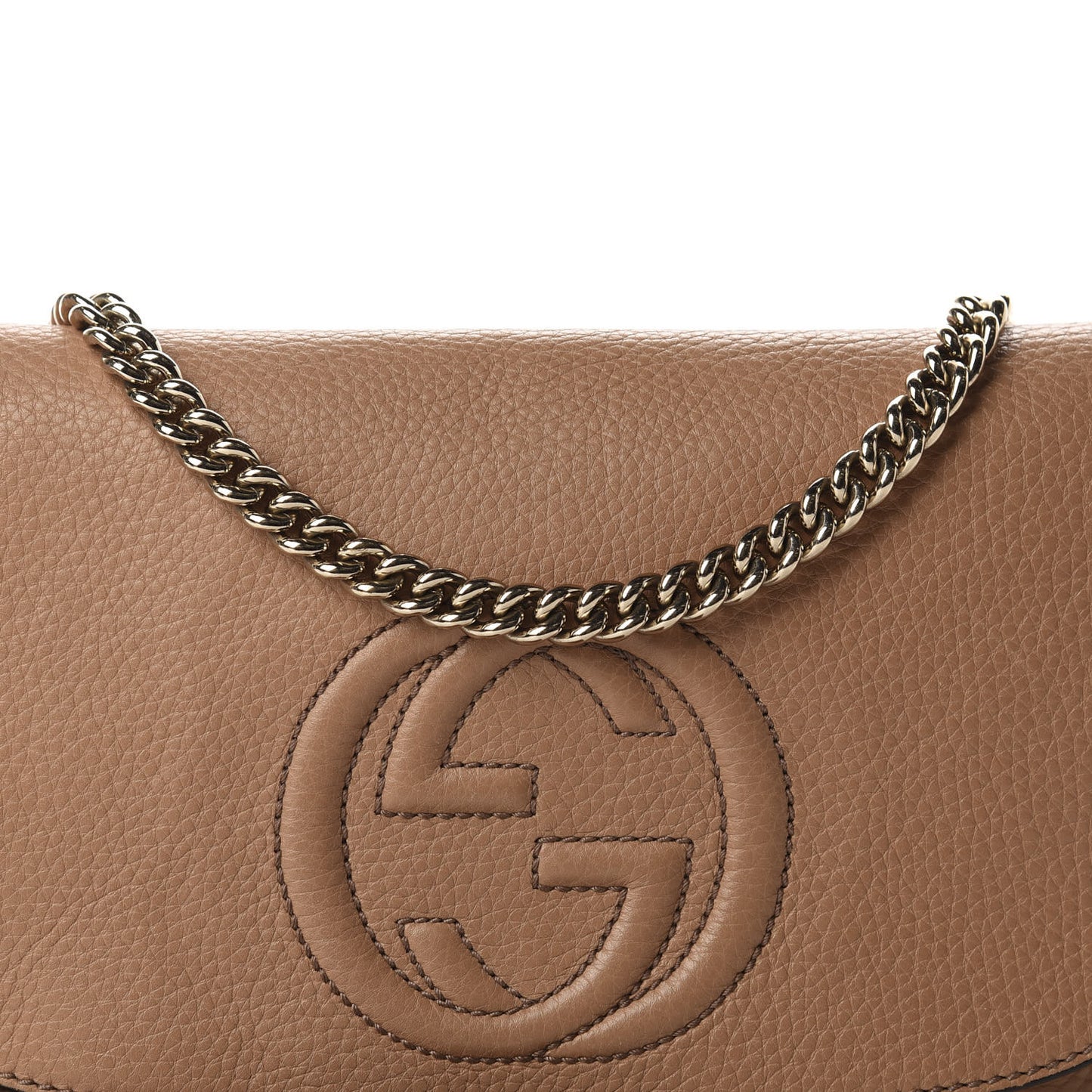 Pebbled Calfskin Medium Soho Flap Crossbody Camelia