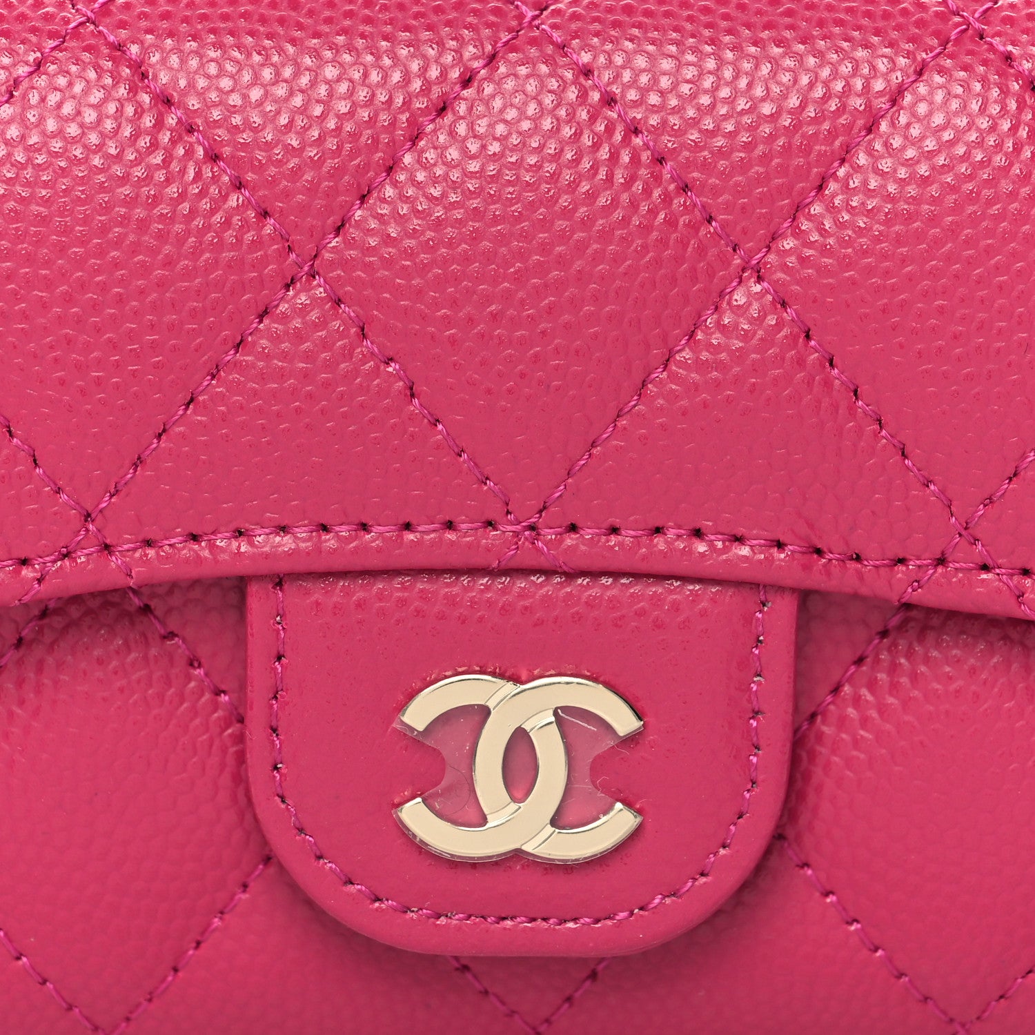 Chanel Caviar Quilted Flap Card Holder Wallet Fuchsia 9 of 9