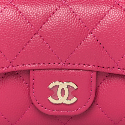 Chanel Caviar Quilted Flap Card Holder Wallet Fuchsia 9 of 9