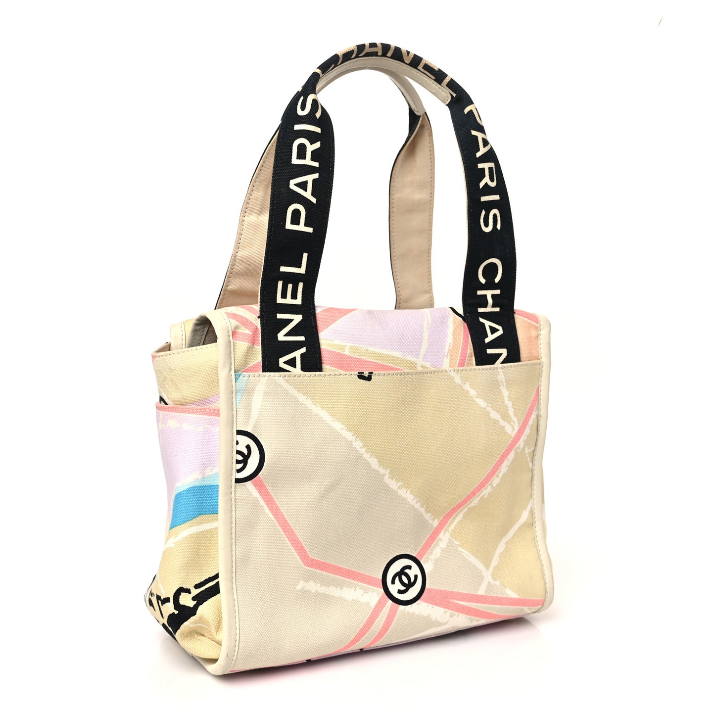 Canvas Small Printed Paris Map Tote Bag