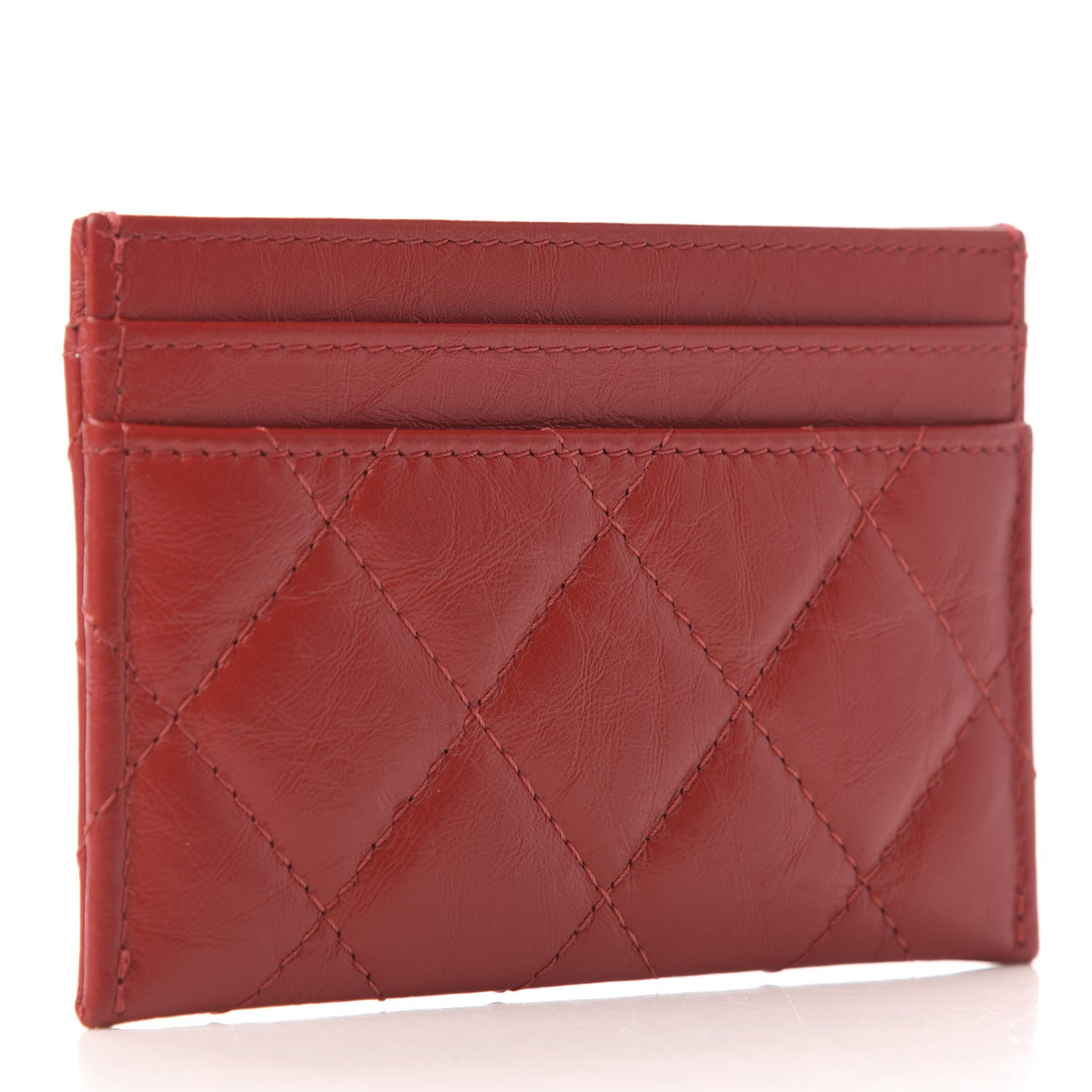 Chanel Aged Calfskin Quilted Reissue Card Holder Red 3 of 7