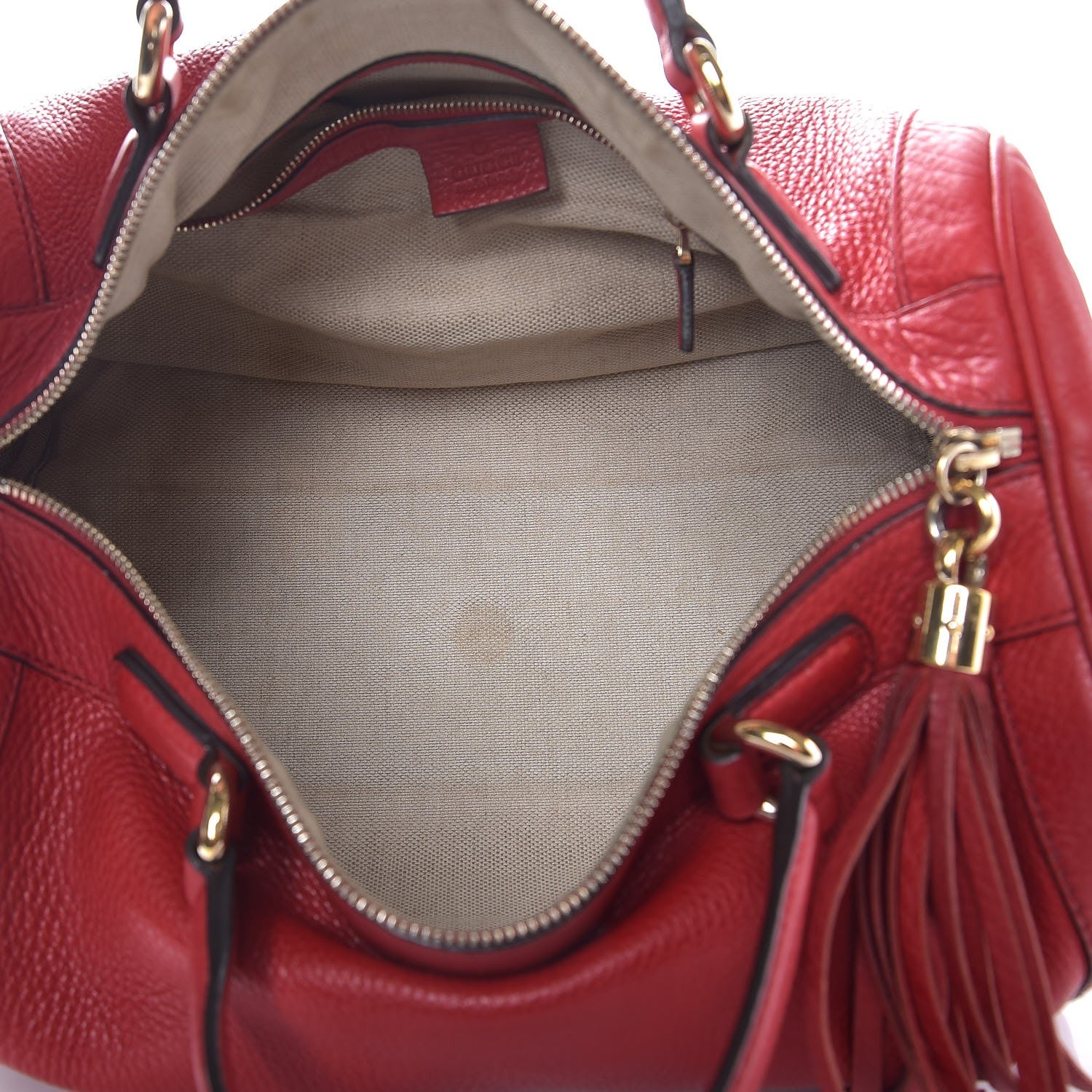 Gucci Pebbled Calfskin Medium Soho Boston Red 5 of 11