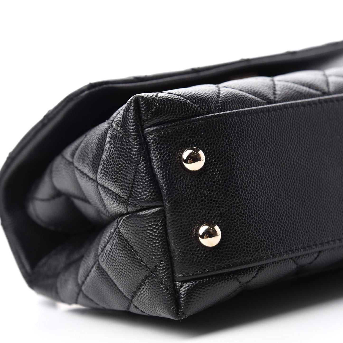 Caviar Lizard Embossed Quilted Mini Coco Handle Flap Black